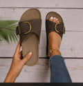 Leather Slides with Buckle